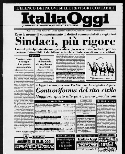 Italia oggi : quotidiano di economia finanza e politica